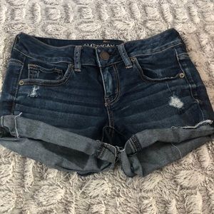 dark blue jean shorts